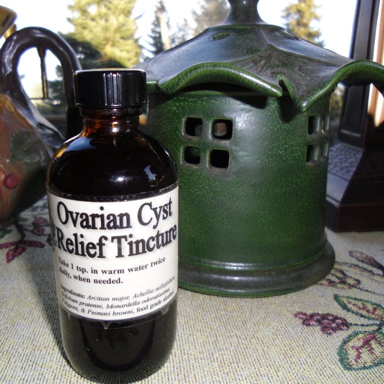 OVARIAN CYST RELIEF 4 oz. Brown Glass Bottle