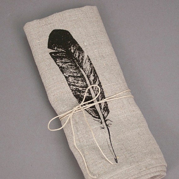 Feather Linen Napkin Set - 4/Pack