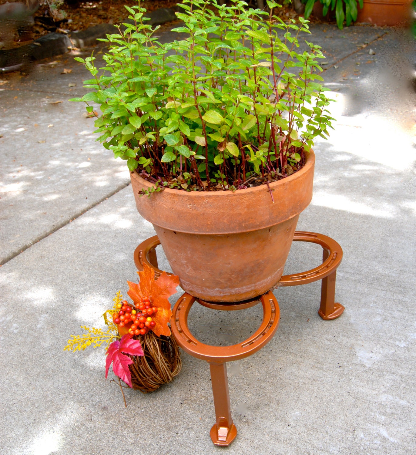 Metal Plant Stand, 6 - 8 " tall, sturdy for big pots, rugged, any color, MADE TO ORDER