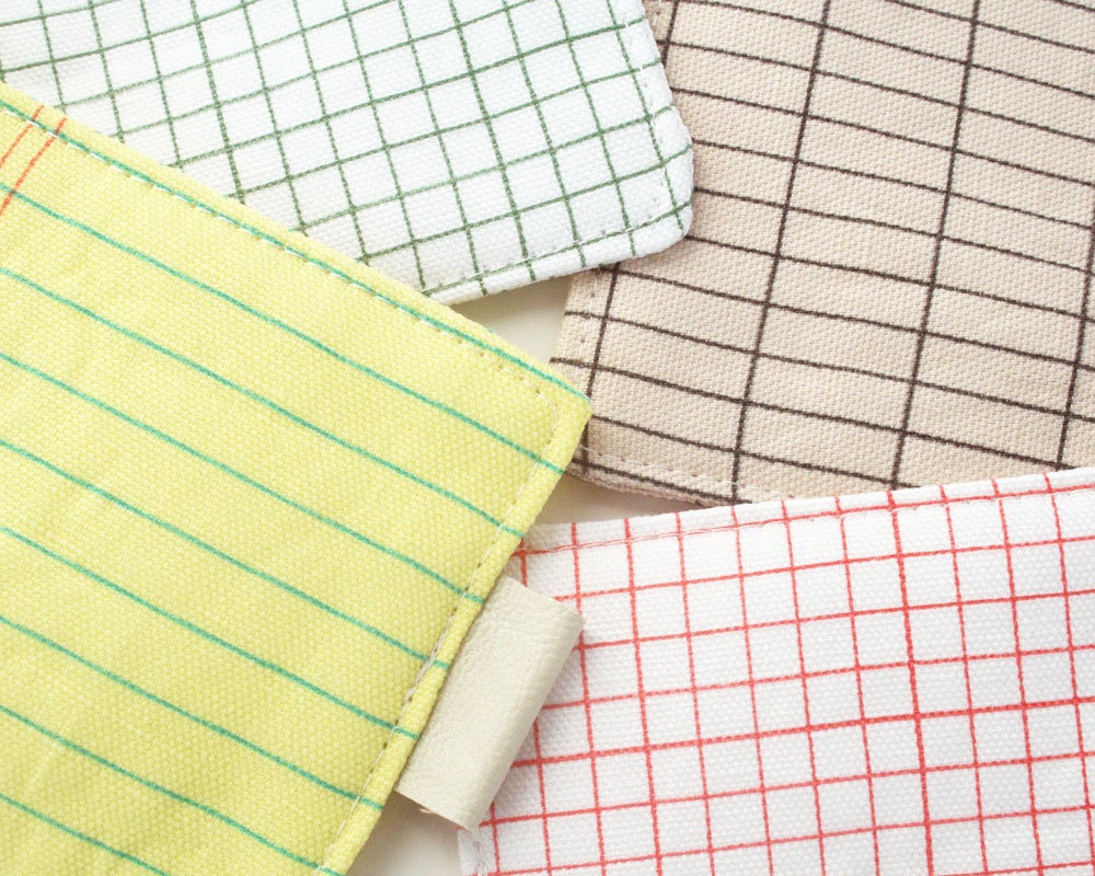 Set of 5 Fabric Drink Coasters with Notebook and Letter Prints