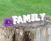 FAMILY Free Standing Chunky Reclaimed Pine Unfinished Handcut Letters Size 3 Inches Tall By 1.5 InchesThick