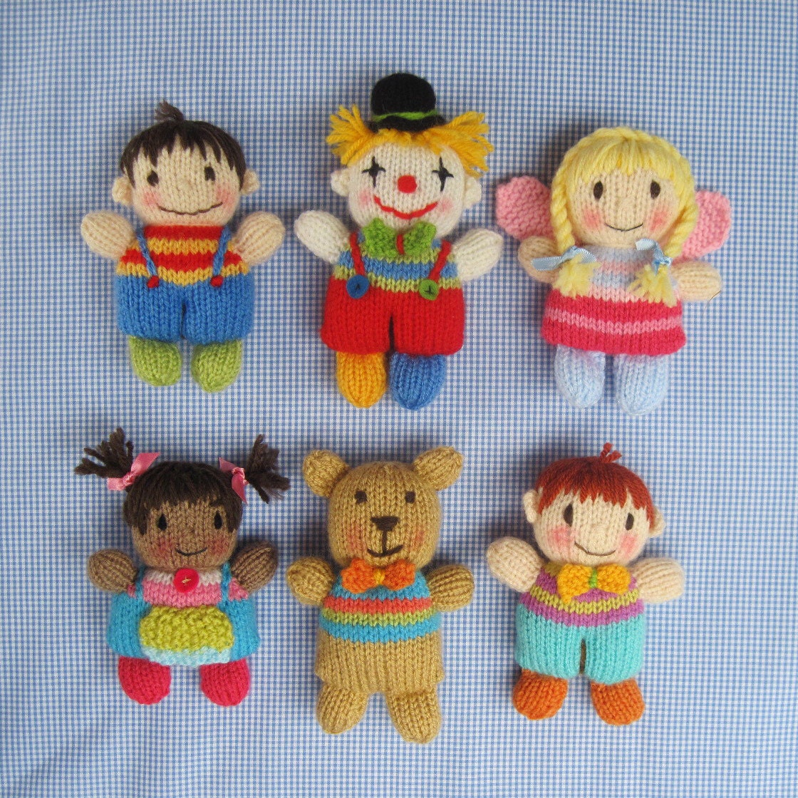 Toyshelf Tots - knitted toy girls,  boys, fairy, clown, teddy bear - INSTANT DOWNLOAD - PDF email knitting pattern - ePattern