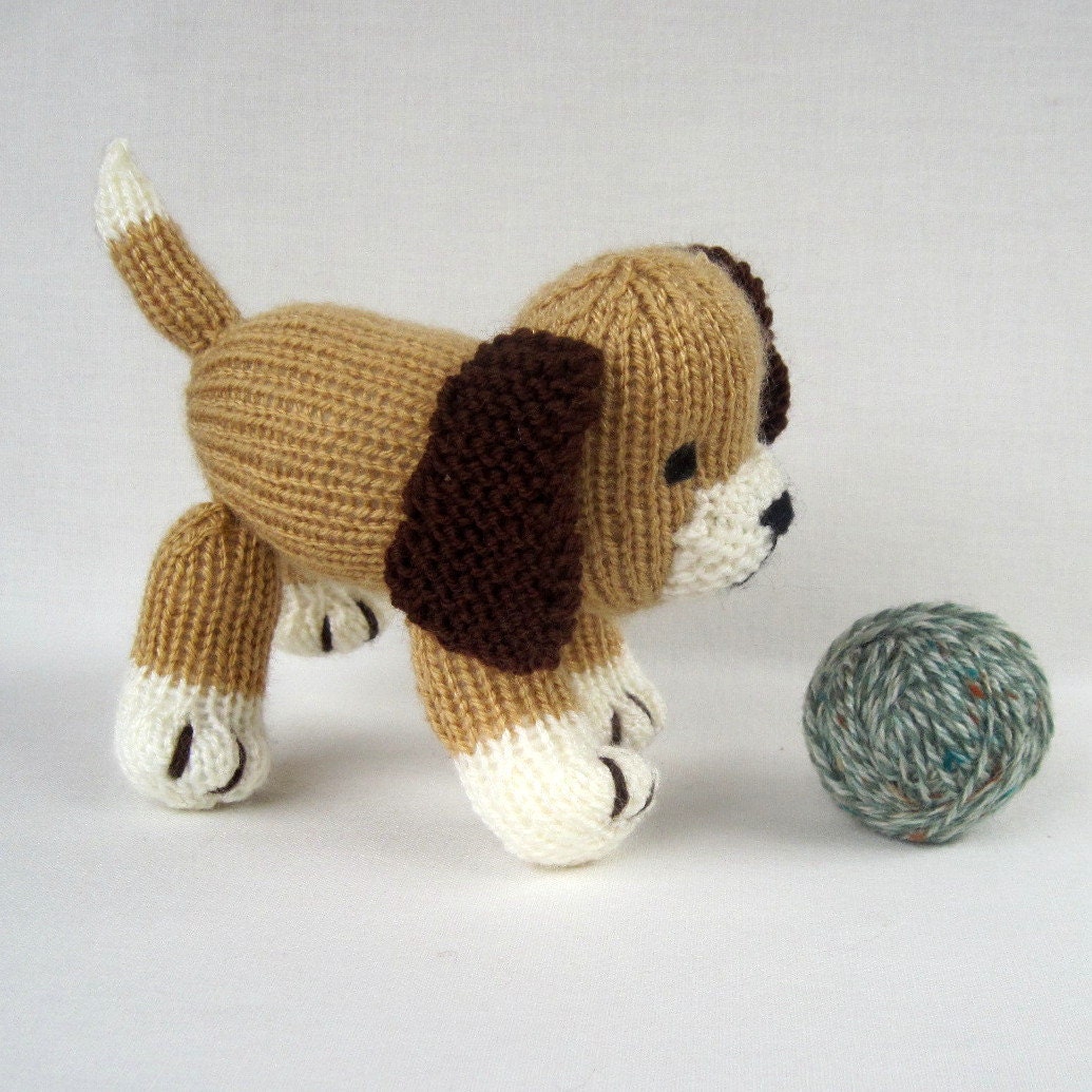 Muffin the puppy - knitted toy dog - INSTANT DOWNLOAD - PDF email knitting pattern - ePattern