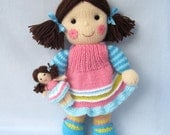 Maisie and her little doll - knitted toy dolly - INSTANT DOWNLOAD - PDF email knitting pattern - ePattern