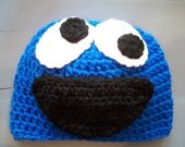 Crochet Cookie Monster Children Baby Beanie Hat Size Newborn-12 Months
