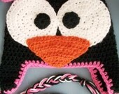 Baby Girl, Infant, Toddler Crochet Animal Penguin Beanie/Hat Size Newborn-12 Months