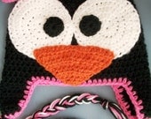 Baby Girl, Infant, Toddler Crochet Animal Penguin Beanie/Hat Size 12 Months-Adult