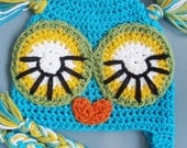 Baby Boy Crochet Owl Animal Beanie Hat SIZE NEWBORN-12 MONTHS
