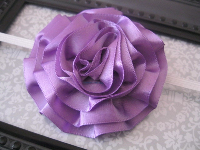 Satin Ribbon Flower Clip - Purple - FREE SHIPPING