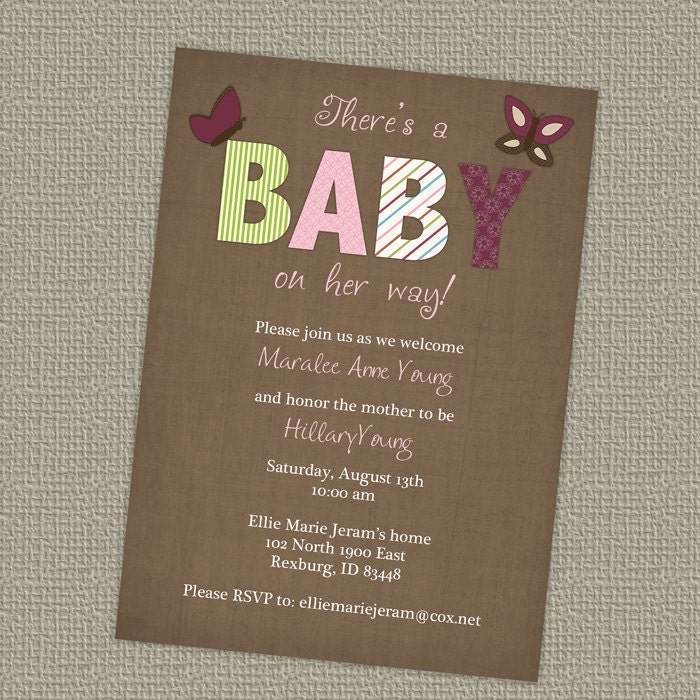Butterfly Baby Shower invitation, butterflies, digital, printable file