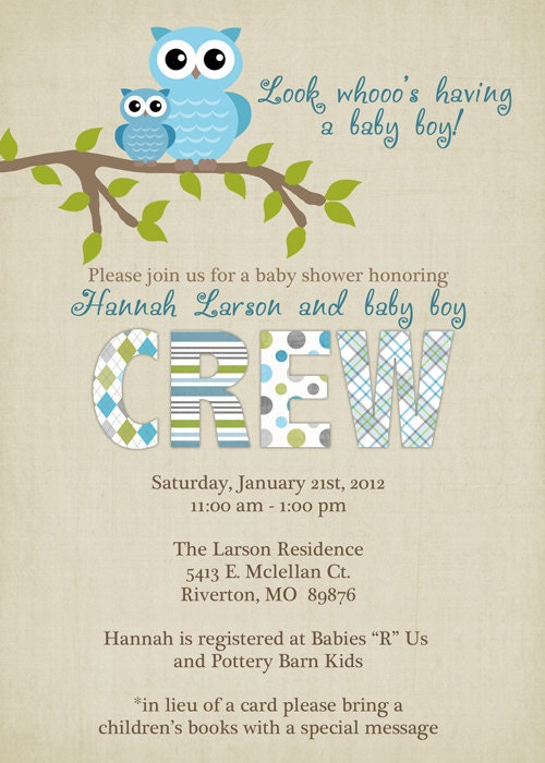 owl baby shower invitations, baby shower invitation with owls, Digital, Printable file (any colors)