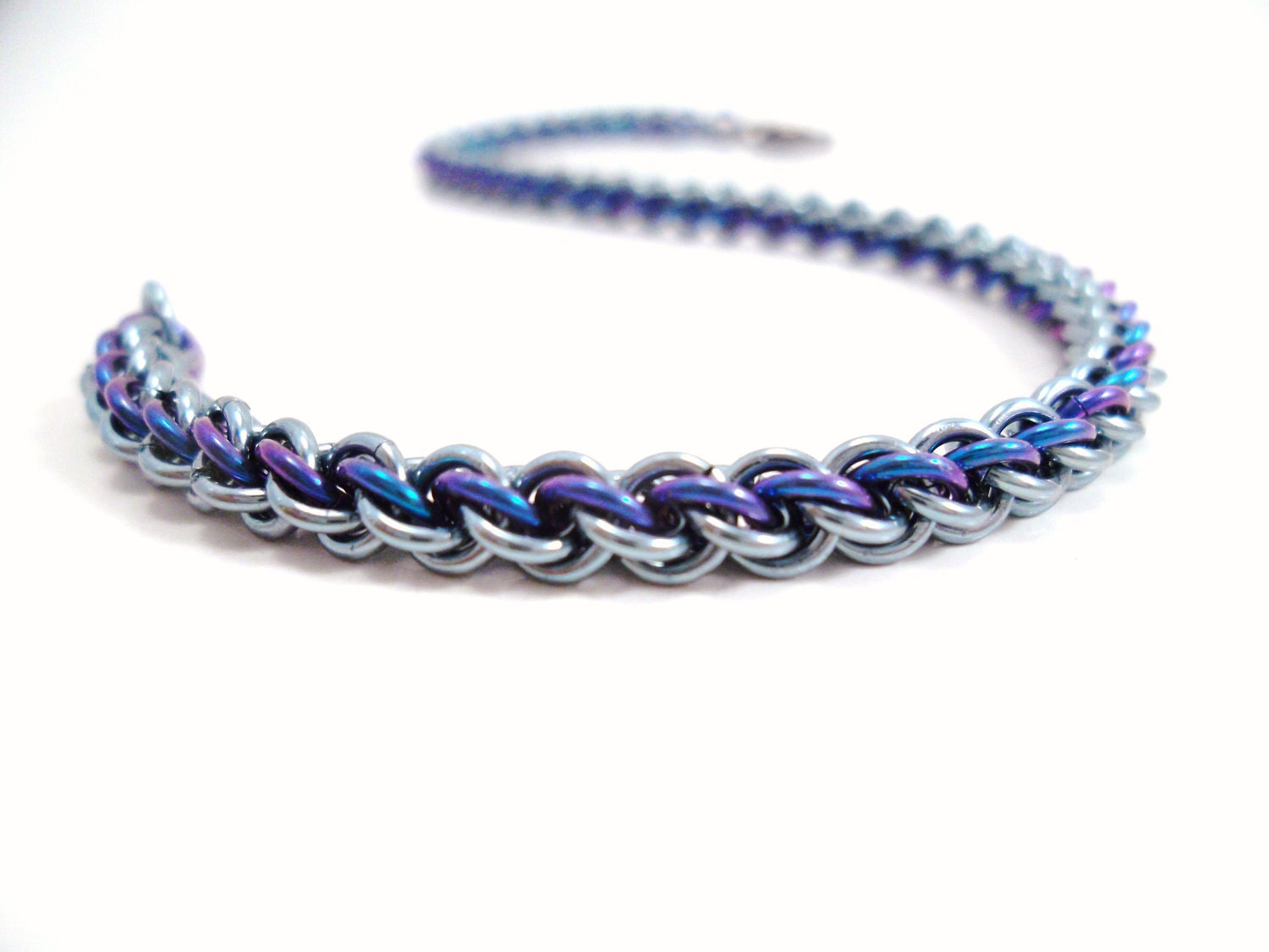 Blue Niobium Chainmail Bracelet Micro Chainmaille Jewelry
