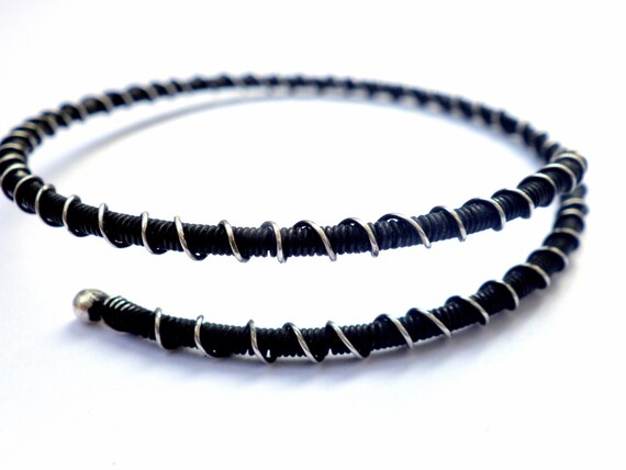 Sterling Silver Bracelet - wire wrapped - artistic - sculptural - unique - modern - handmade - contemporary - oxidized