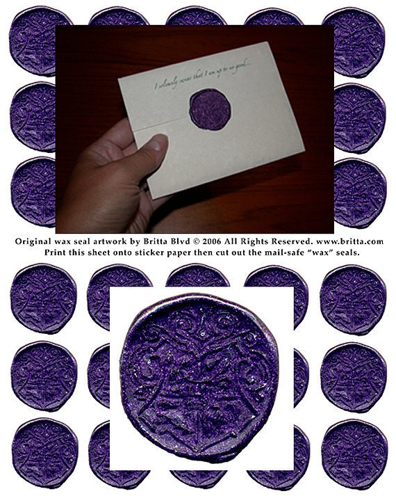 Fancy H Shield Sealing Wax Stickers - Single Sheet of Removable Labels