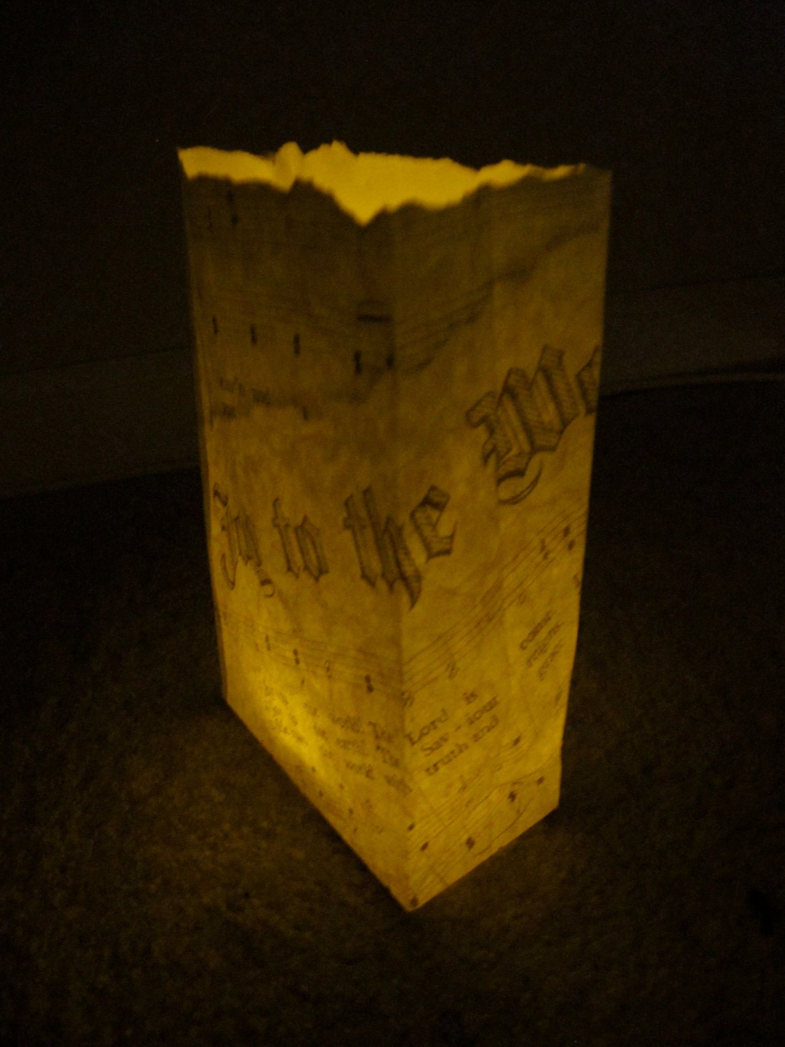 Antiqued Christmas Carol Songbook Pages Luminaria Gift Bags - Joy to the World - Papercraft Digital Download