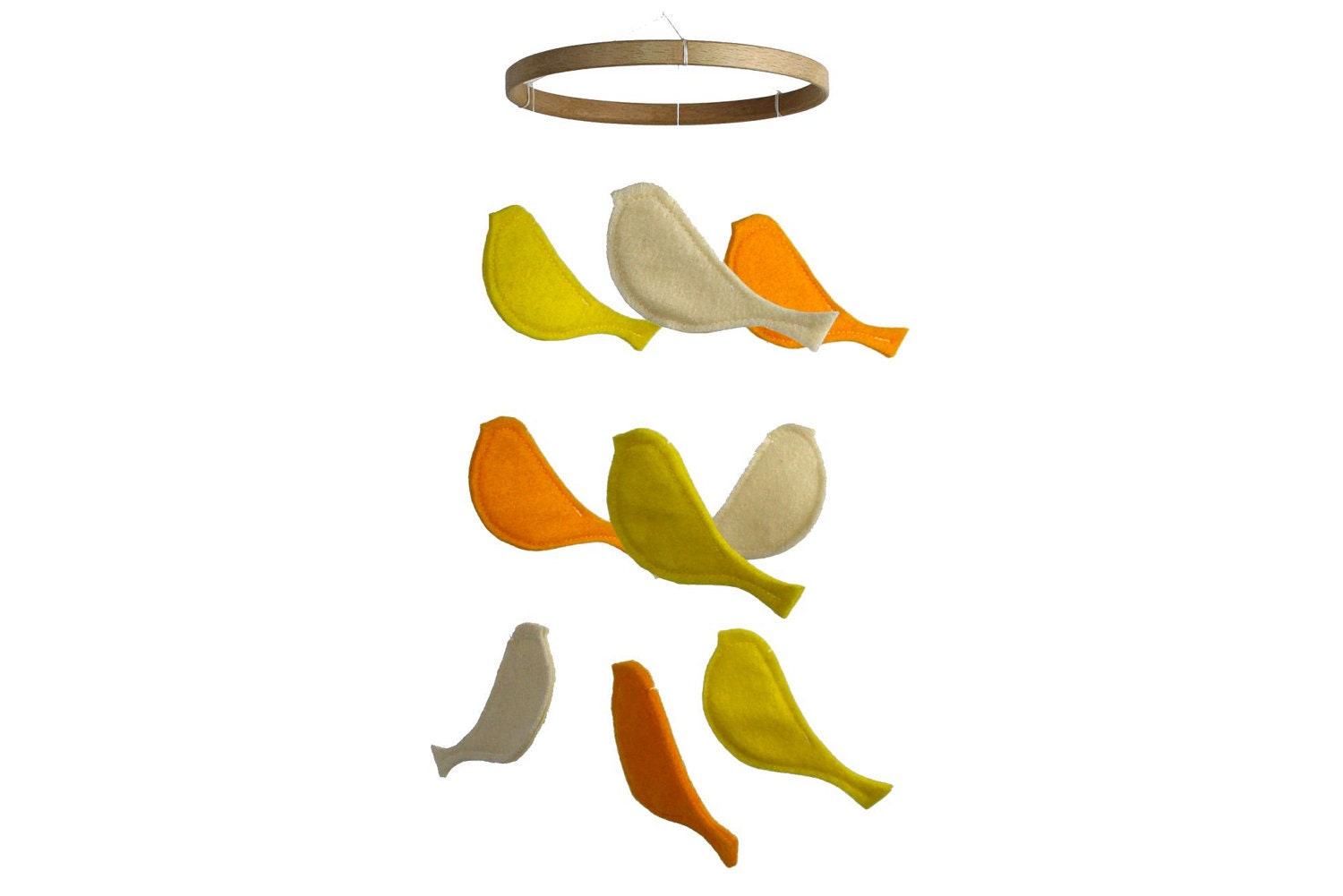 Bird Mobile - Yellow Orange Ivory - Baby Crib Mobile - Sunshine - Baby Girl Spring Decor