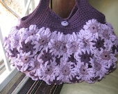 Crochet flower Purse Dark and Med Purples