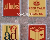 Glass Tile Magnet Set of 4 Librarians Read Keep Calm Bundle Got Books School Teaching