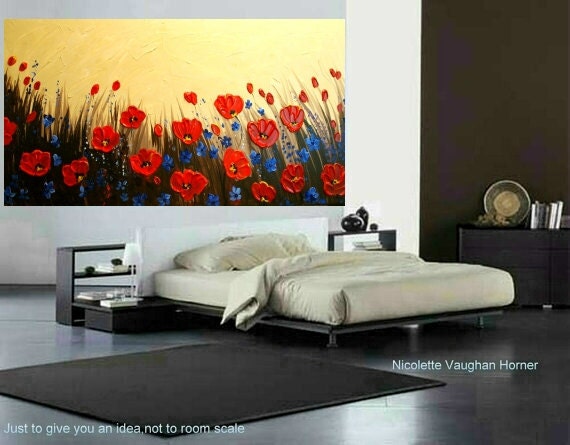 ORIGINAL Large 4ft x 2ft gallery wrap canvas-Contemporary impasto abstract Poppies painting by Nicolette Vaughan Horner