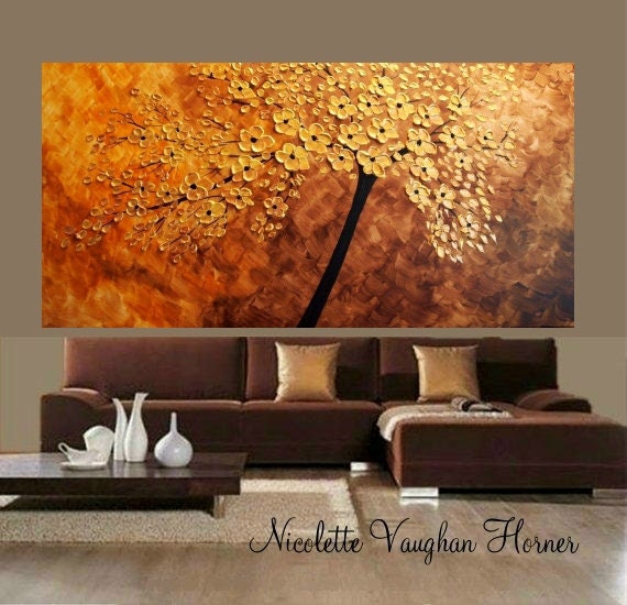 XLarge gallery wrap canvas Original Contemporary oil/acrylic Impasto 'Woodlands In Bloom' painting by Nicolette Vaughan Horner