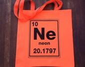 Neon Orange Periodic Table of Elements Chemistry Tote