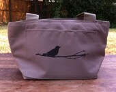 Khaki Bird on Branch Lunch Bag/ Six Pack Cooler