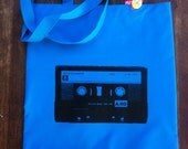 Cassette Tape Tote Turquoise - SALE