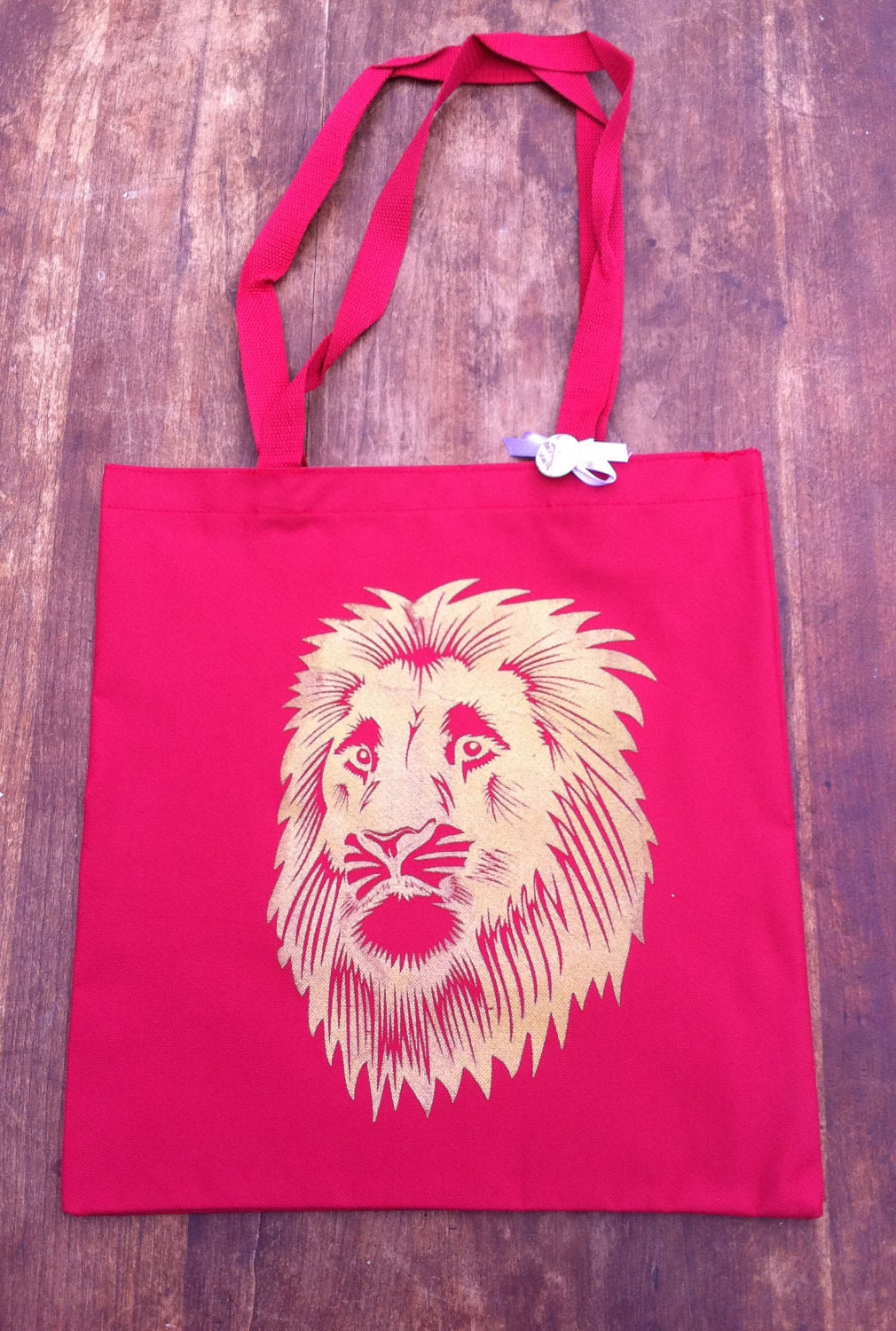 Dark Red Golden Lion Tote - SALE