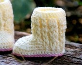 Baby Shoe Crochet Pattern for Baby Cable Boots  Pattern number 107 - Instant Download