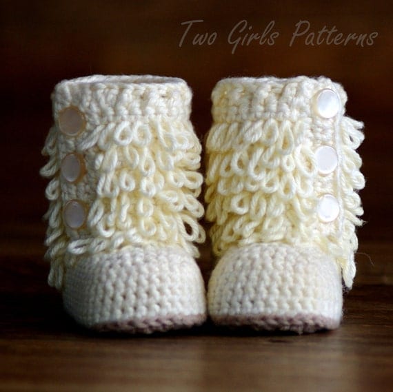 Baby Booties PDF Crochet Pattern Furrylicious Boot  - Pattern number 200 Instant Download
