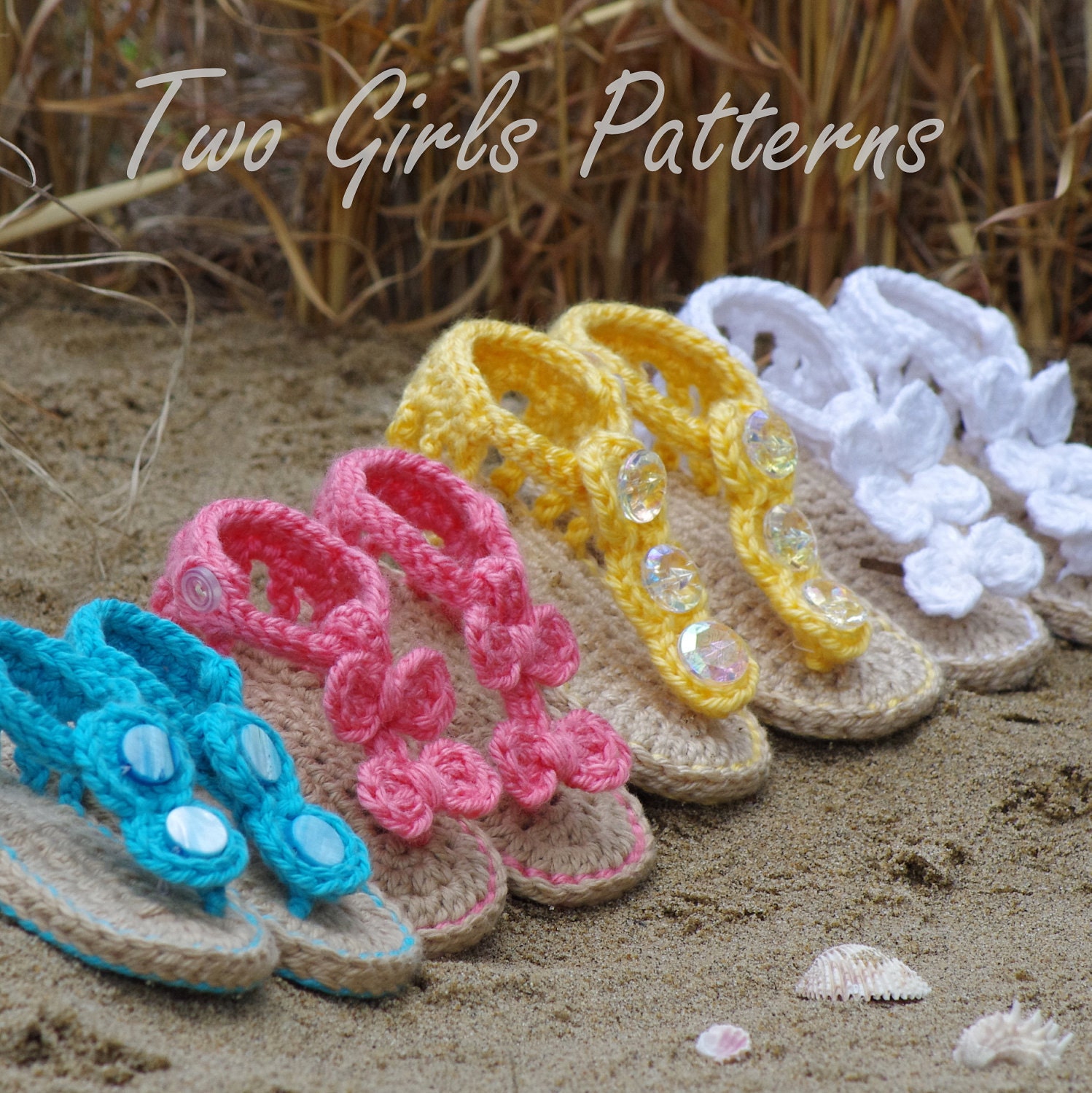 Baby crochet pattern sandal 2 Versions and Free barefoot sandal pattern included with purchase number 211 Instant Download