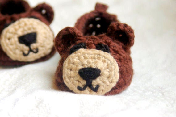Crochet Pattern for Baby Booties  - Baby Bear House Slippers Pattern number 102 - Instant PDF Download