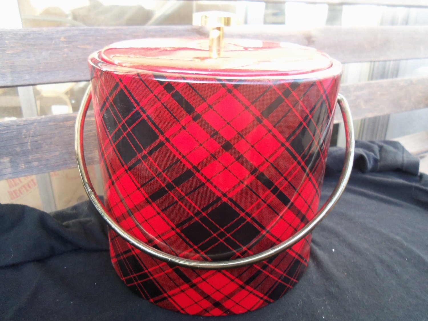 Rockabilly Red Ice Bucket Vintage Home Decor Housewares Party Tableware Dinnerware 1960's Man Cave Barware