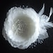 Bridal Flower Off White or Ivory Cream Hair Clip French Netting Feathers Wedding Accessories