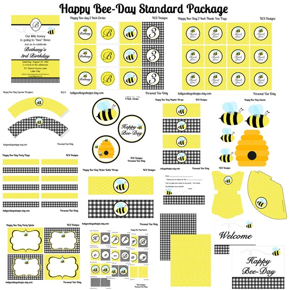 Custom, Printable Happy Bee-Day Party- Standard Package Il_570xn