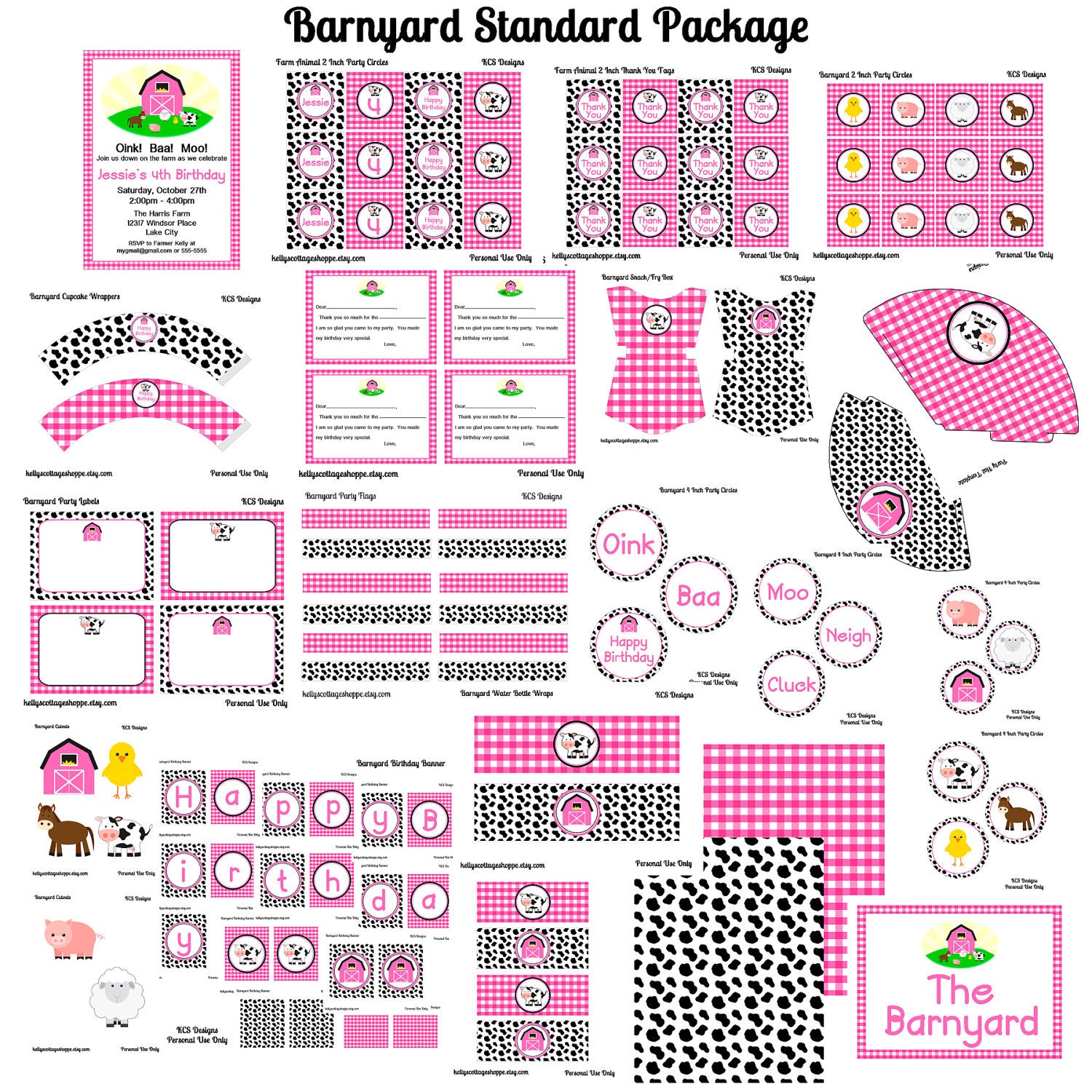 Custom, Printable Barnyard Pink- Standard Package Il_570xn