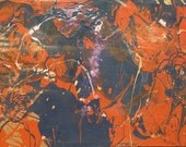 Lava & Sea 24"x48" original acrylic painting on treated wood panel. Ready to hang.