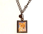 Lion Pendant on a chain. Original Miniature art