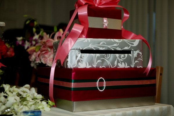 Unique Wedding Card Message Cake Box, Fairy Tale Theme - You pick the colors - Made to Order
