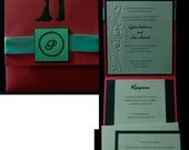 Custom Romantic Couple Monogram Pocket Wedding Invitations with  Response Card
