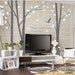 3 Birch Tree with Flying Birds-tree nursery wall decal birds wall decals nursery wall sticker children wall decals