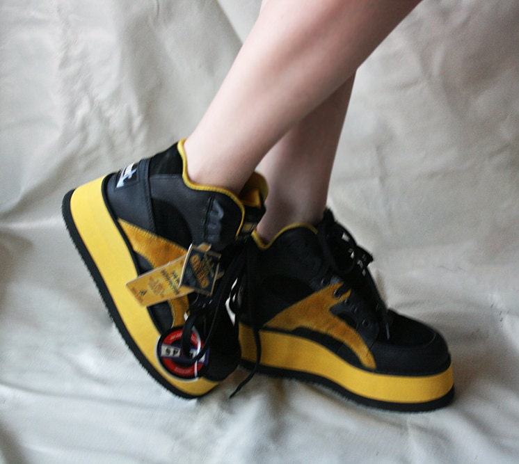 Yellow Ray 80's Vintage Rave Boots FREE SHIPPING - Never worn