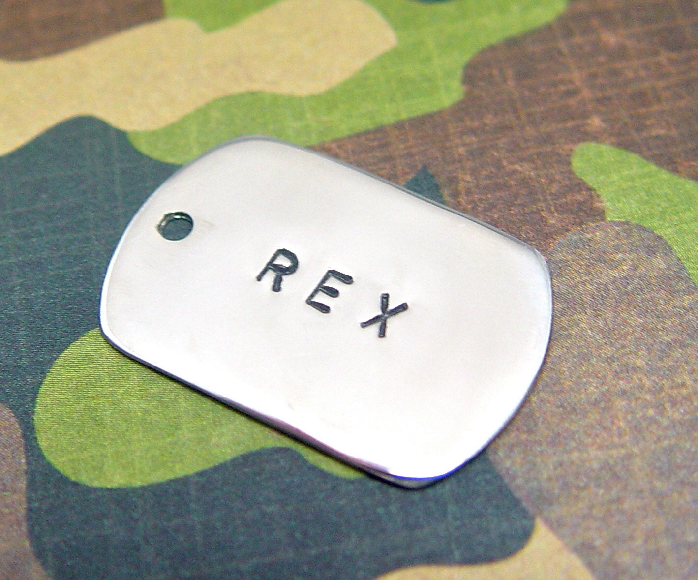 custom dog tag / military / nickel silver / polished / small : The New-Classic Dog Tag