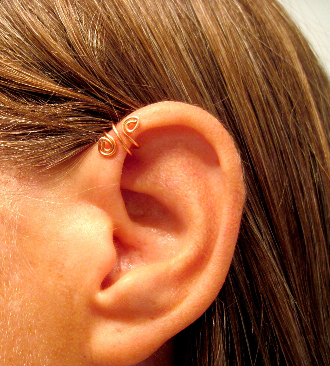 No Piercing Sterling Silver Handmade Helix Cuff Ear Cuff "Spiral Up" 1 Cuff
