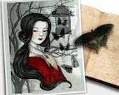 Japanese Geisha Illustration, Reproduction Digital Print - Dancing Child (Maiko) by Amalia K - 8x10 inches