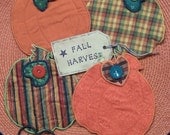 Primitive Country FALL HARVEST PUMPKINS Fabric Coasters Mug Mats Bowl Fillers Ornies