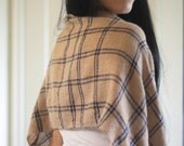Beige brown blue handwoven scarf shawl unisex