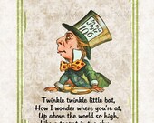 Art Print  8 x 10 Alice in Wonderland Mad Hatter Quotes - Printed on Pearl Metallic Paper