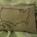 RESERVED FOR KATIE Grey Linen Decorative Embroidered United States Pillow