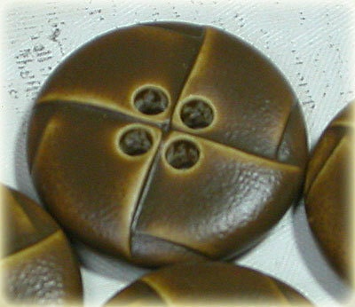 Set of 6 Vintage Faux Leather Look Buttons 13/16 Inch Medium Brown Color